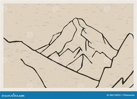 Minimalist Printable Illustration. Mountain Landscape Stock Illustration - Illustration of ...