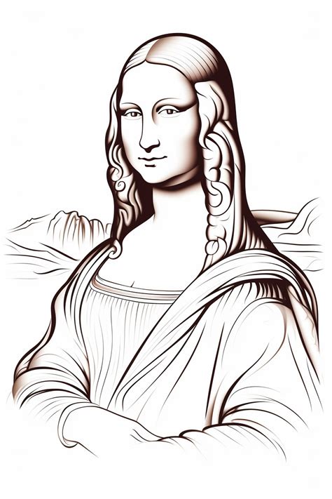Mona Lisa | Coloring books for children: 5 coloring pages