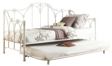 Homelegance Metal Daybed with Trundle, White Finish | Metal daybed with trundle, Metal daybed ...