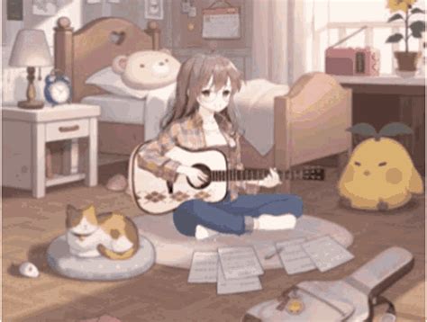 Anime Girl With Acoustic Guitar
