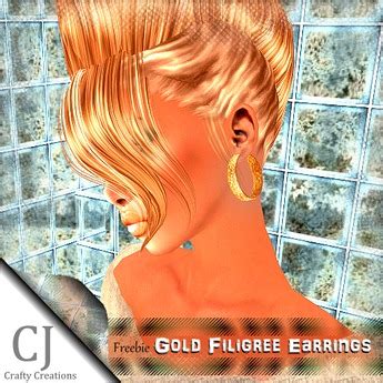 Second Life Marketplace - Gold Filigree Earrings
