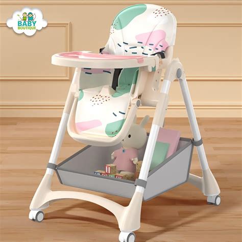 Adjustable Feeding High Chair With Wheels – Baby Boutique