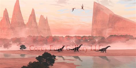 Alamosaurus Dinosaur Landscape Print | Dinosaur illustration, Landscape prints, Shark images