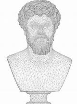 Marcus Aurelius Bust 3D Wireframe coloring Page  ColouringPages sketch template