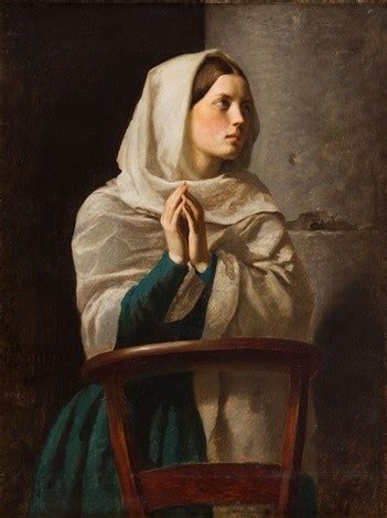 Young Woman Praying in Church, 1854 - Jules Breton - WikiArt.org