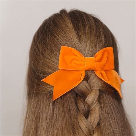 Orange velvet ribbon bow hair clip imogen s imagination – Artofit