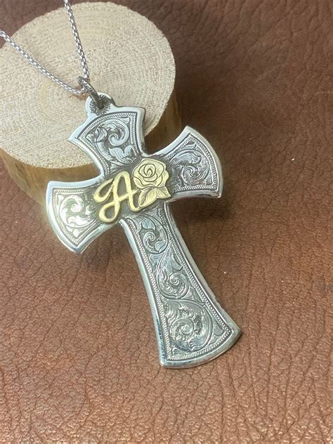 Sterling Silver Hand Engraved Cross | Etsy