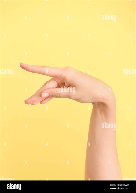 Hand showing letter P on color background. Sign language alphabet Stock ...