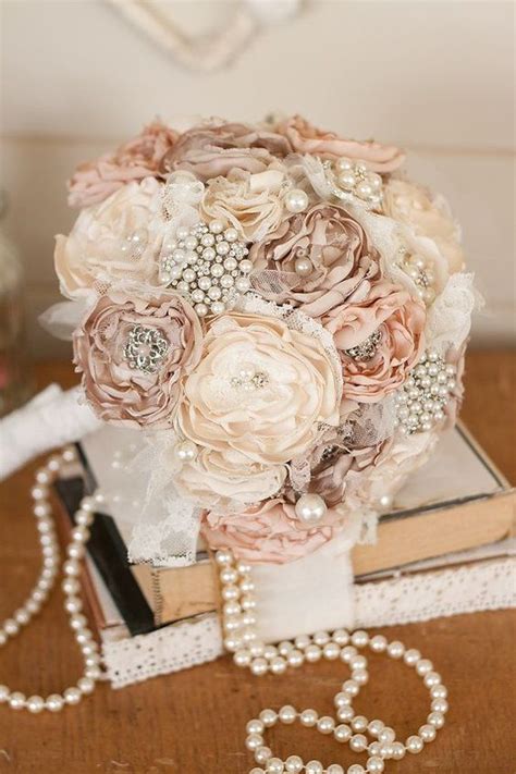 peach roses and pearls wedding bouquet | Deer Pearl Flowers