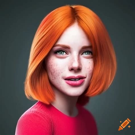 Portrait of a beautiful woman with red hair and freckles