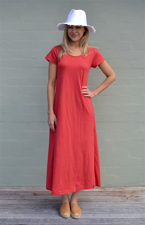 Organic Cotton T-Shirt Dress | Women's Ruby Red Organic Cotton Short Sleeve Dress | Smitten ...