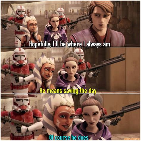 We can c that Ahsoka n Padme know Anakin pretty well in this scene ...