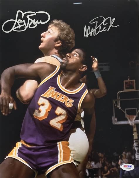 Lot Detail - Magic Johnson & Larry Bird Dual Signed 11" x 14" Color Photo (PSA/DNA)