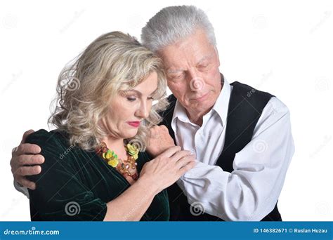 Portrait of Sad Senior Couple Hugging Isolated Stock Image - Image of ...