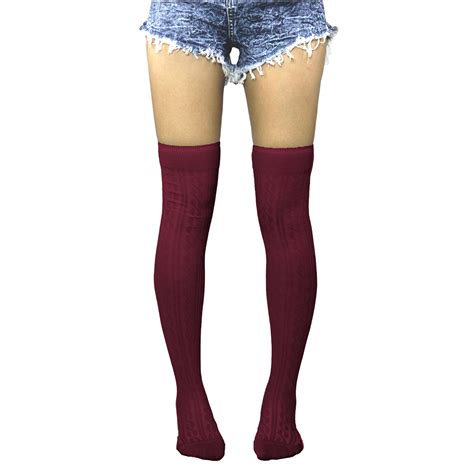 Burgundy Thigh High Socks on Storenvy