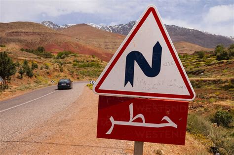 Morocco, Winding road through High Atlas stock photo