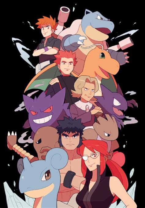 The Elite Four and Champion (1 out of 6) Type Pokemon, Pokemon Art ...