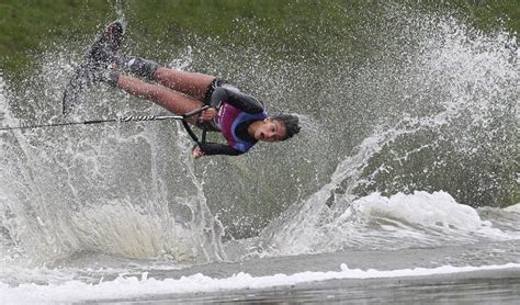 Luisa Jaramillo of Colombia during the women's tricks water ski final at the Pan American Games ...