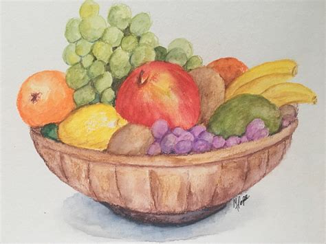 Fruit Bowl Watercolor Painting/fruit Watercolor/watercolor | Etsy
