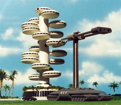 Movable apartment pods of the future, concept by Jacque Fresco, 1970s : r/bizarrebuildings