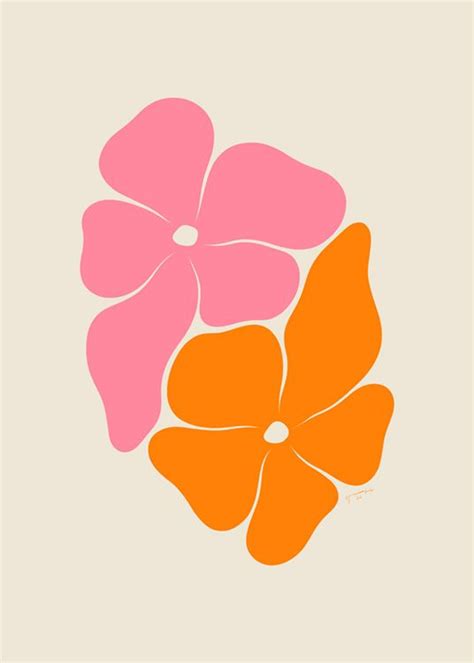 an orange and pink flower on a beige background