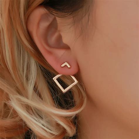 1 Pair Luxury Hollow out Square Women Earrings Girl Geometry Vintage ...