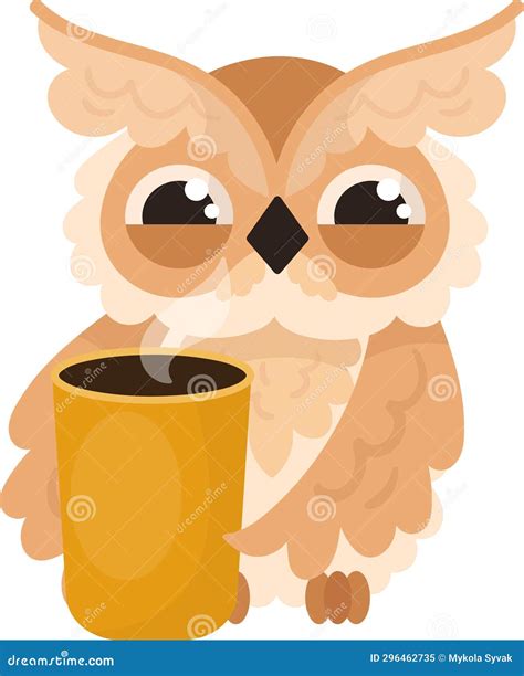 Owl with Coffee stock vector. Illustration of design - 296462735