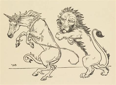 Lion and Unicorn – Old Book Illustrations