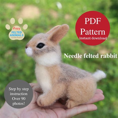 Rabbit Needle Felting Tutorial Wool Felt Bunny Pattern | Etsy