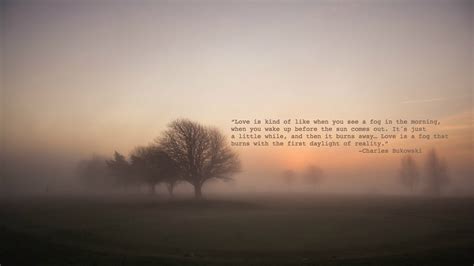 [Quotes] "Love is kind of like when you see a fog in the morning..."-Charles Bukowski ...