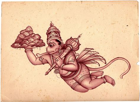 Lord Hanuman Carrying Mount Dron Full of Sanjeevani Herbs Mysore Painting, Tanjore Painting ...