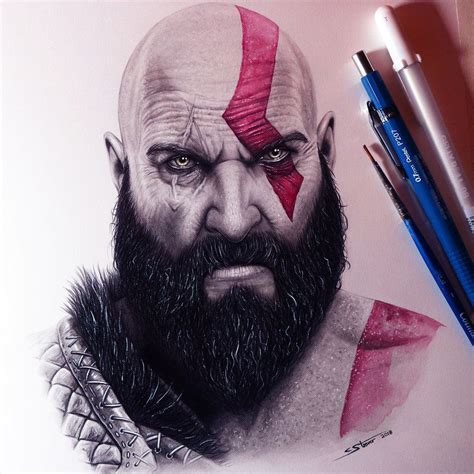 Kratos from God of War - Drawing by LethalChris | God of war, Drawings, Tattoo flash art