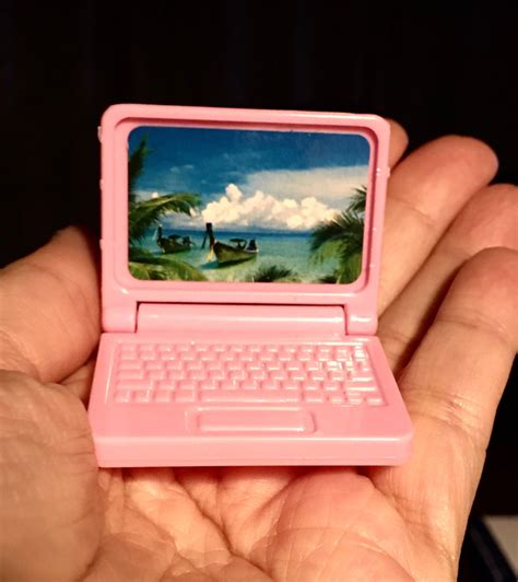 Barbie size laptop Barbie accessories pink computer travel | Etsy