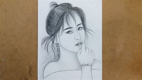 Drawing A Korean Girl || How to Draw Korean Nice Girl - YouTube