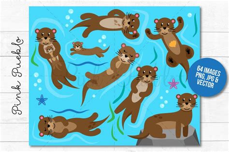 Otter Clipart Otter Clip Art Sea Animal Clipart Sea Animal - Etsy