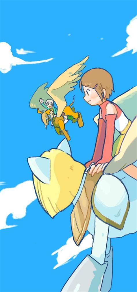 Kari and TK flying with Nefertimon and Pegasusmon Digimon 02, Digimon Seasons, Digimon Adventure ...