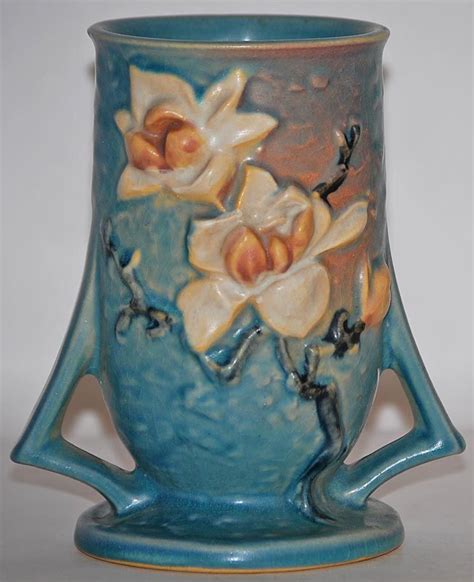 Roseville Pottery Magnolia Blue Vase 87-6 from Just Art Pottery | Pottery art, Roseville pottery ...