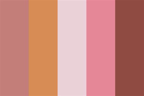 the color palette is brown, pink and orange