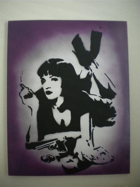 Pulp Fiction Uma Thurman Graffiti Stencil Art Sprayed on Large | Etsy ...