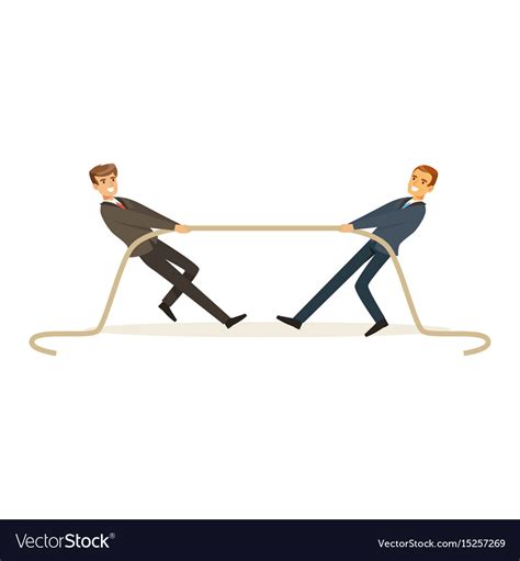 Two young business people playing tug war Vector Image