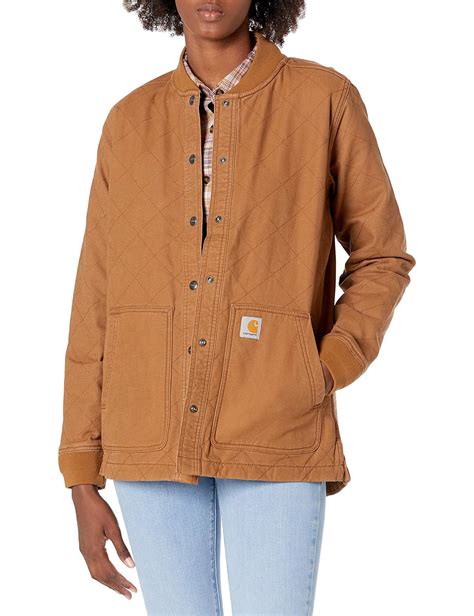 Buy Carhartt Women's Relaxed Fit Canvas Snap-Front Rib Collar Shirt ...