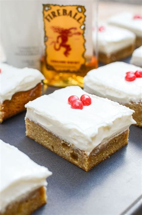 Fireball Whiskey Recipes - RumChata Blondies with Fireball Cream Cheese Frosting - Fire ball ...