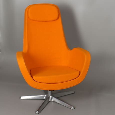 ARMCHAIR in orange fabric. Swivel chair. Karlstad, Ikea. 2010-tal ...