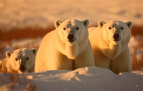 Wallpaper winter, light, snow, the snow, polar bear, trio, muzzle ...