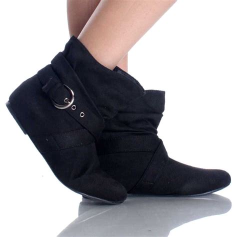 Black Suede Ankle Boots | Boots, Womens black flats, Black suede ankle ...