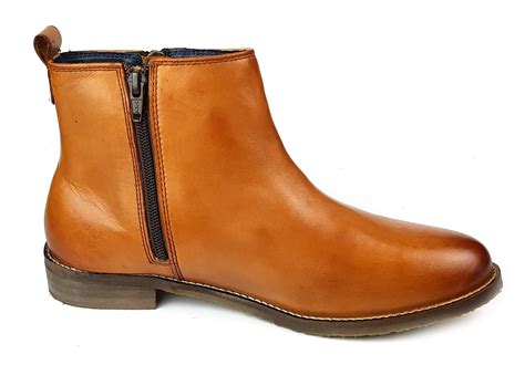 Frank James Newbury Ladies Leather Zip Up Ankle Boots Tan Black | eBay