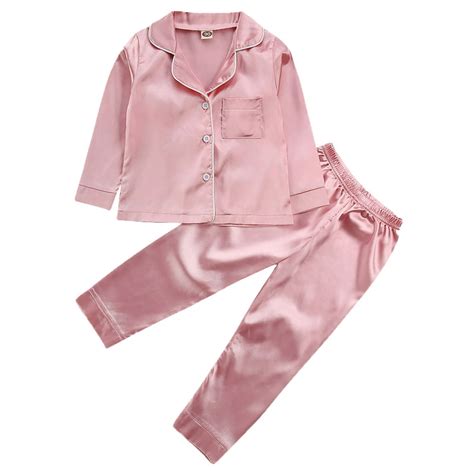 Bmnmsl - Bmnmsl Girls Silk Satin Pajamas Pyjamas Kids Child Long sleeve ...