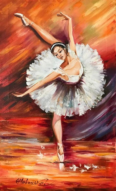 a painting of a ballerina in white dress