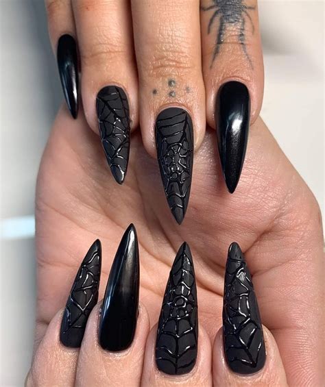 Black Halloween Web Stiletto Nails Pictures, Photos, and Images for ...