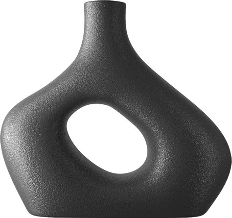 Amazon.com: Light Black Vase- Matte Black Geometric Donut Vase. Nordic ...